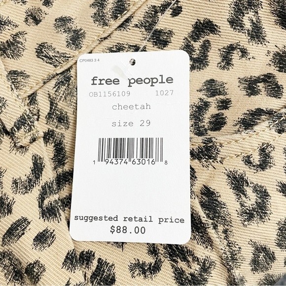 NWT Free People Printed Dogtown High Waist Shorts Cheetah Black Tan Size 29 NEW - Picture 13 of 16